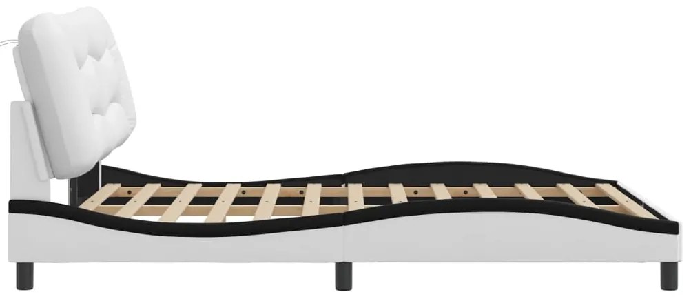 vidaXL Πλαίσιο κρεβατιού χωρίς Στρώμα Hvar Λευκό/Μαύρο 140x190εκ.Συνθ. Δέρμα