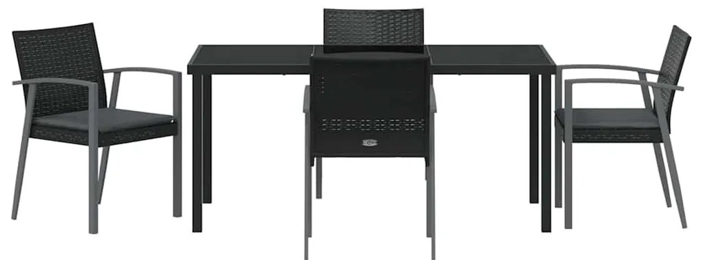 vidaXL Σέτ φαγητού για κήπο 5 pcs Μαύρο και Γκρι Ράτα PE