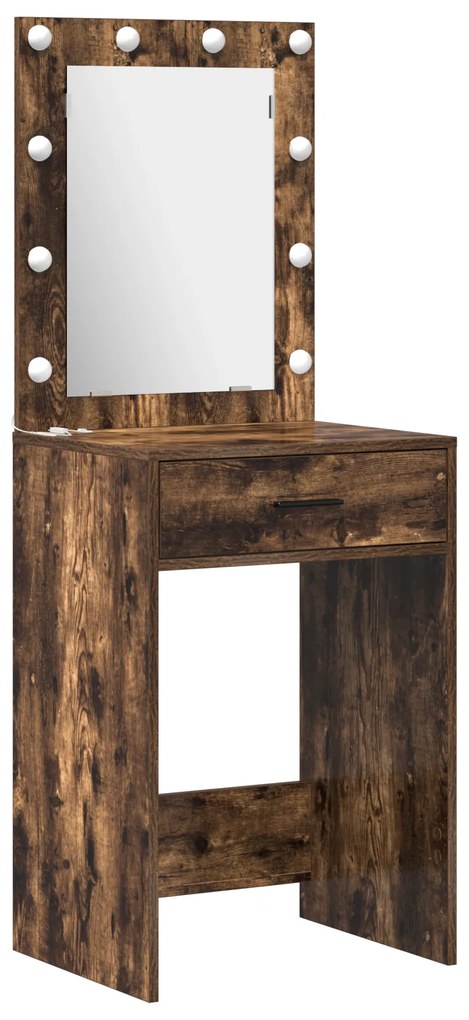 vidaXL Σετ Τραπεζιού Μακιγιάζ 3 pcs Καπνιστό Δρύς 50 x 41 x 135 εκ