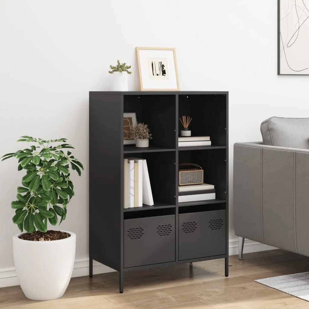 Ντουλάπι Μαύρο 68x39x103,5 εκ. από Χάλυβα - Μαύρο