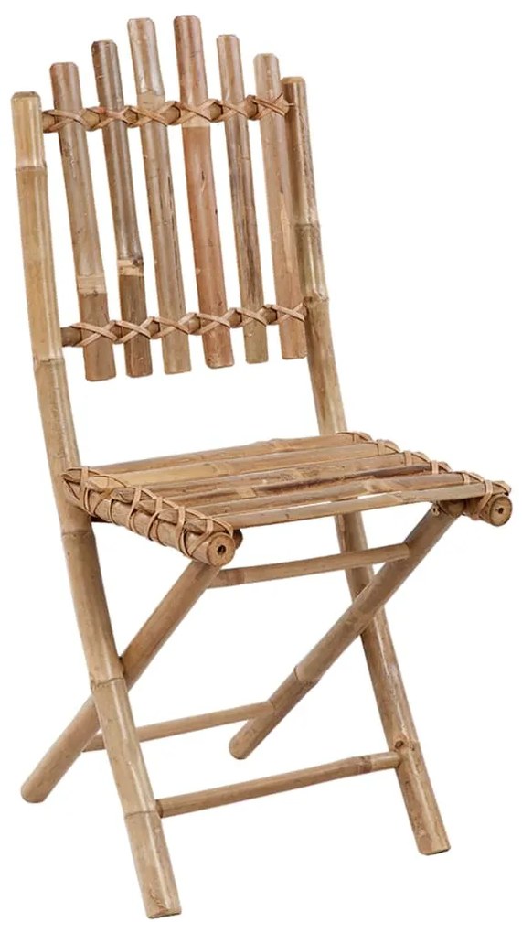 vidaXL Σετ Τραπεζαρίας Εξ. Χώρου Πτυσσόμενο 5 τεμ. Μπαμπού &amp; Μαξιλάρια