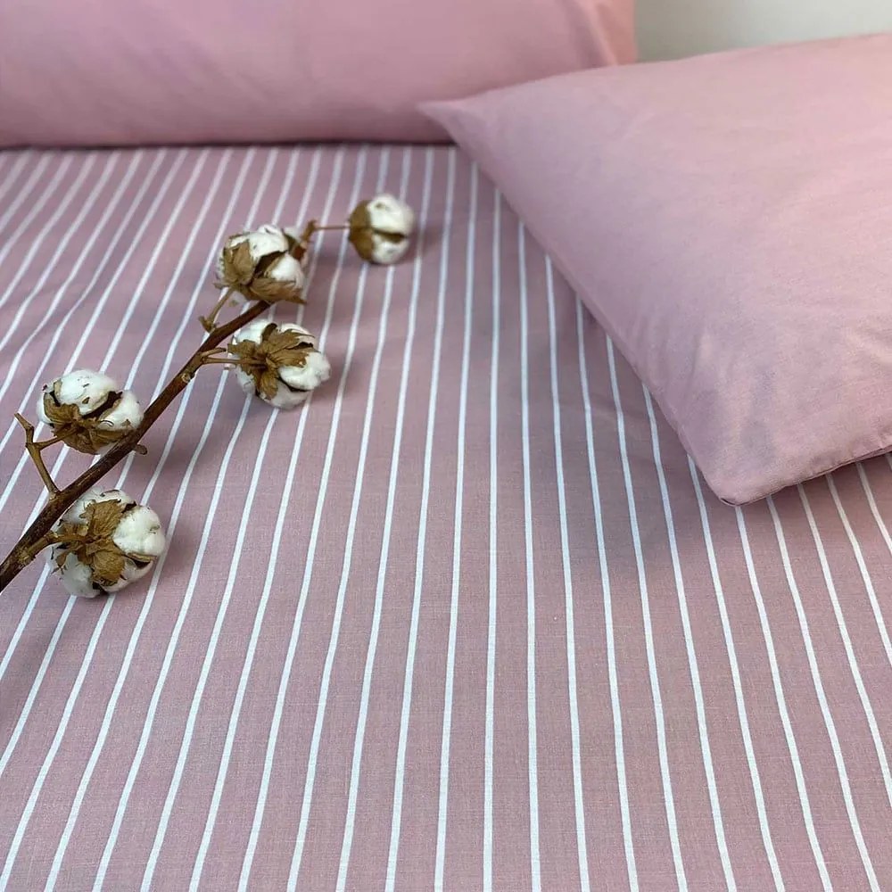 Σεντόνι Stripe 8430 (Σετ 2τμχ) Dusty Rose Astron Μονό 175x260cm 100% Βαμβάκι