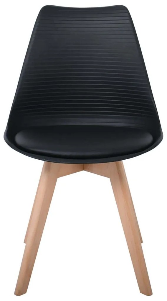 MARTIN STRIPE Καρέκλα Ξύλινο Πόδι, PP Μαύρο 4τμχ