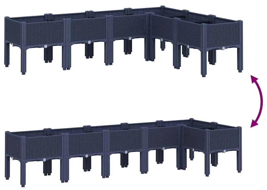 vidaXL Ζαρντινιέρα Κήπου με Πόδια Μπλε Γκρι 160x120x42 εκ. Πολυπροπυλένιο