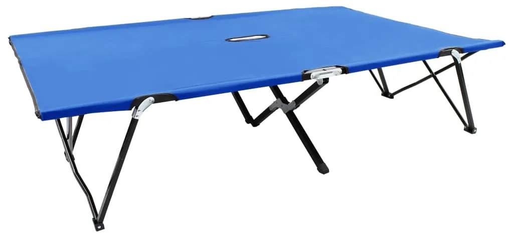 vidaXL Ξαπλώστρα Δύο Ατόμων Πτυσσόμενη Μπλε Ατσάλινη