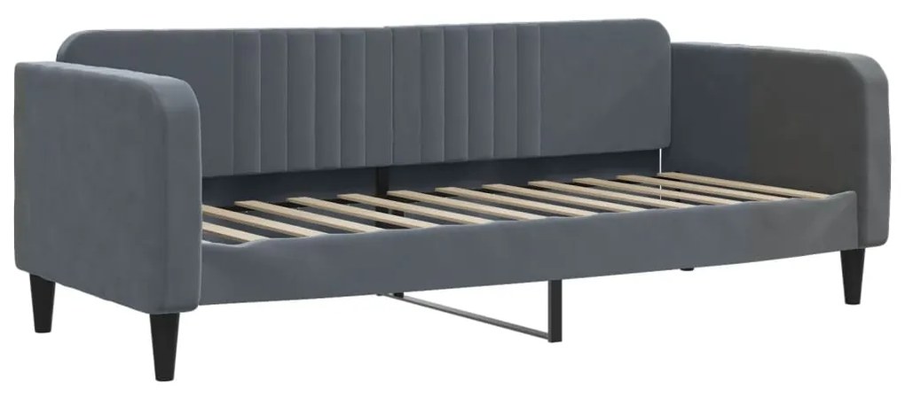 Κρεβάτι ημέρας με στρώμα σκούρο γκρι 90x190 cm Βελούδο 3197053