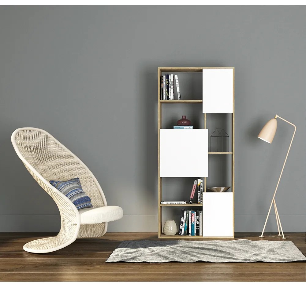 BOX ΒΙΒΛΙΟΘΗΚΗ SONOMA ΛΕΥΚΟ 80x30xH180cm - 24-0416
