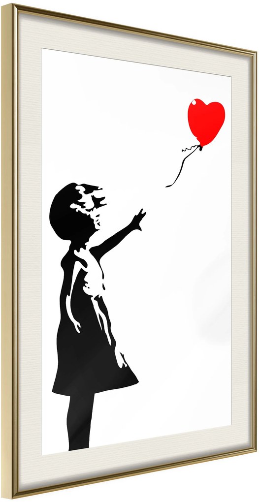 Αφίσα - Banksy: Girl with Balloon I - 30x45 - Χρυσό - Με πασπαρτού