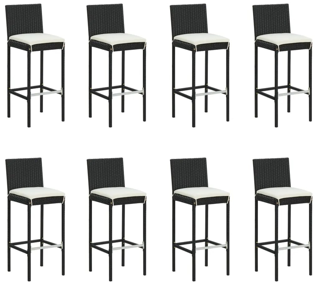 vidaXL Σετ Επίπλων Μπαρ Κήπου 9 Τεμαχίων Μαύρο με Μαξιλάρια