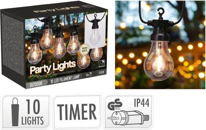 PARTY LIGHTS STRING LIGHT 10L A60 WARM WHIT