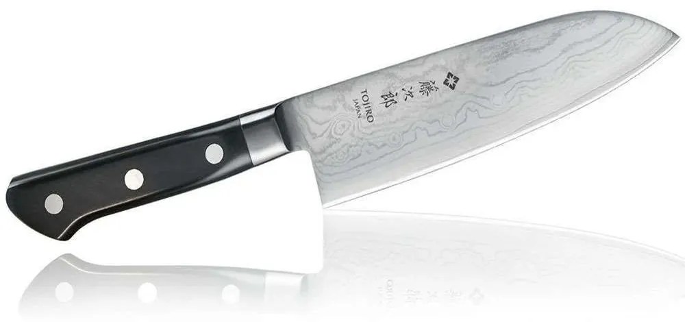 Μαχαίρι Santoku Pro DP Damascus F-659 17cm Από Δαμασκηνό Ατσάλι Silver-Black Tojiro Ανοξείδωτο Ατσάλι