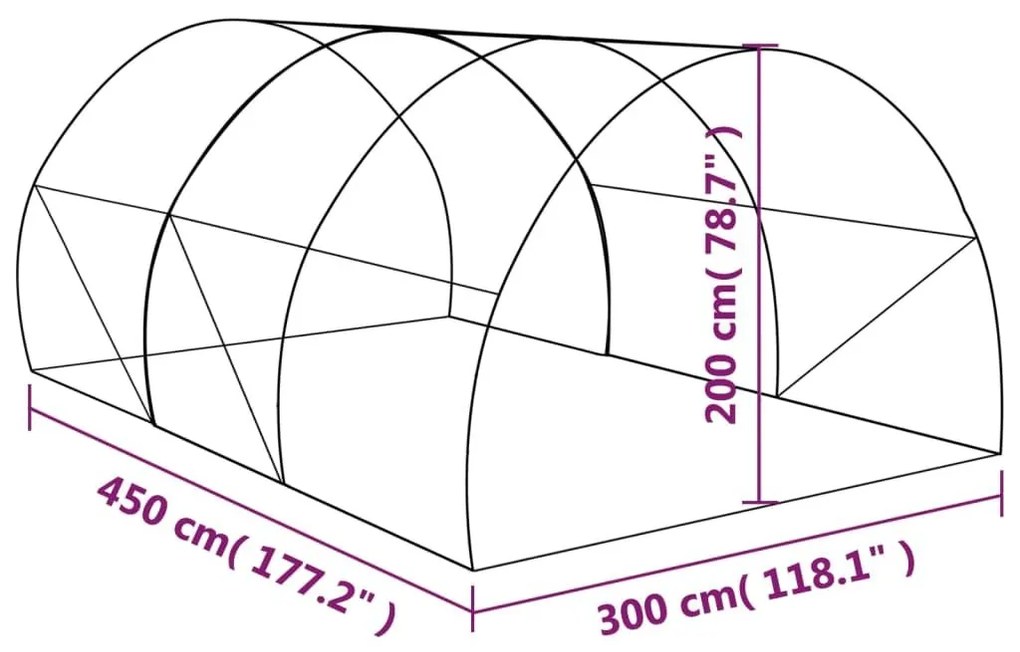 Θερμοκήπιο 13,5 μ² 450 x 300 x 200 εκ. - Λευκό