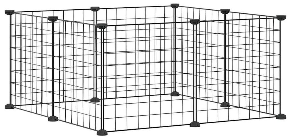 vidaXL Κλουβί Κατοικίδιων 8 Πάνελ Μαύρο Ατσάλινο 35x35 εκ.