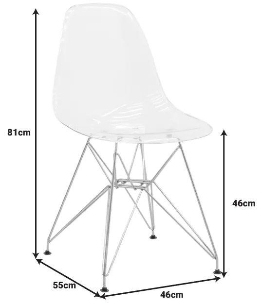 Καρέκλα Adelle pakoworld PP διάφανο-inox πόδι 46x55x81εκ - 292-000014
