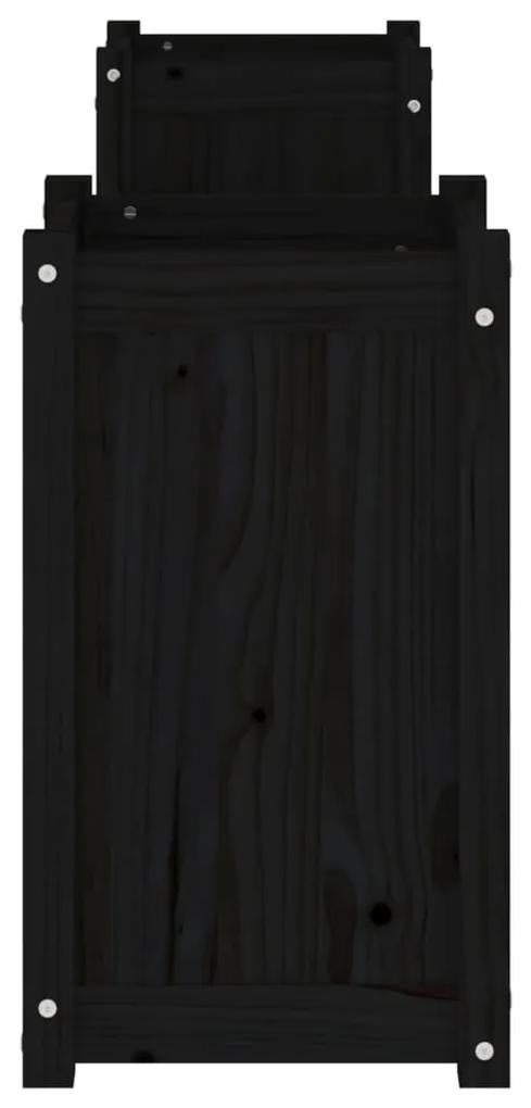 vidaXL Ζαρντινιέρα Παγκάκι Μαύρο 180x36x63 εκ. από Μασίφ Ξύλο Πεύκου