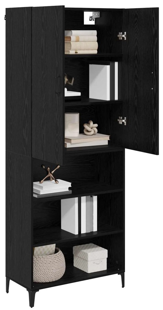 vidaXL Highboard Μαύρη Οξυά 69,5 x 34 x 180 εκ. Επεξεργασμένο ξύλο
