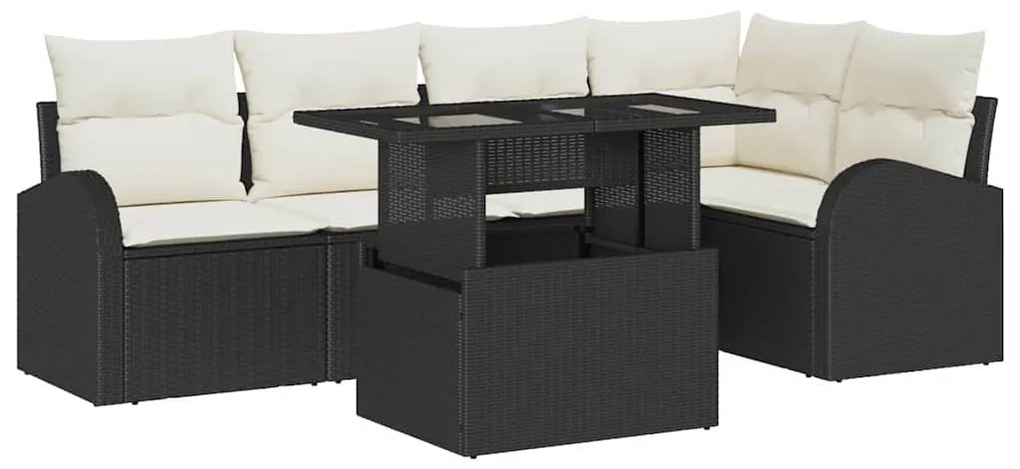 vidaXL Σετ Καναπέ Κήπου με μαξιλάρι με μαξιλάρι 6 pcs Μαύρο Πολυ ράταν