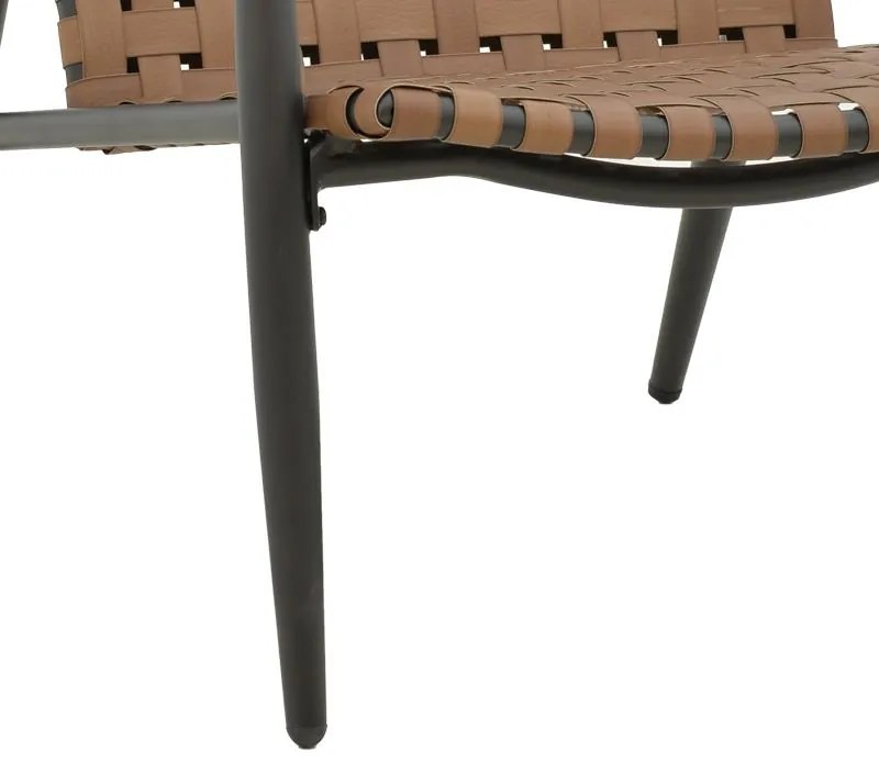 Καρέκλα - Πολυθρόνα Eamon μαύρο αλουμίνιο και pe rattan καφέ 73.5x62x77 εκ. 72.5x73.5x77 εκ.