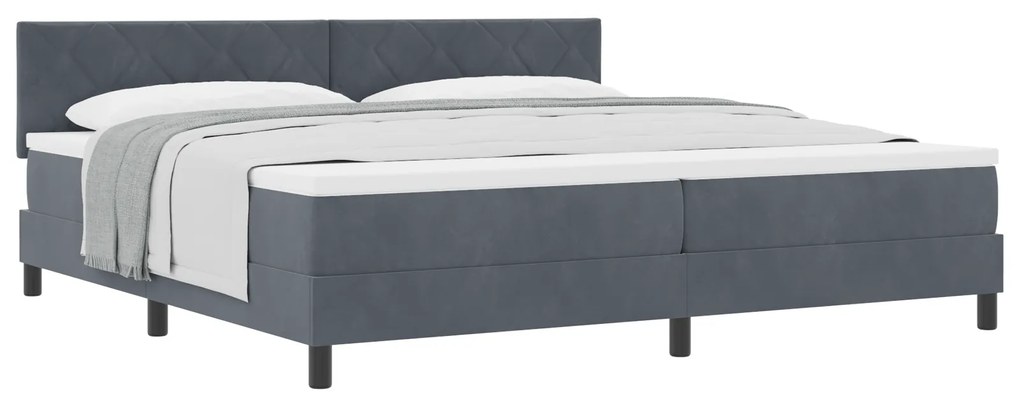 vidaXL Κρεβάτι Box Spring  με Στρώμα Σκούρο Γκρι 200x200 εκ. Βελούδο