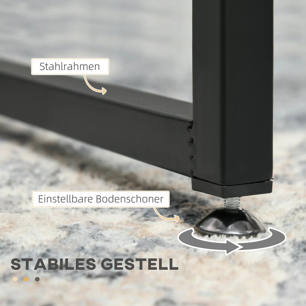 HOMCOM Σετ 2 Τραπεζιών Καφέ, Γυάλινα Τραπέζια, με Επικαλυμμένο με Πούδρα Ατσάλι, Μαύρο + Διαφανές