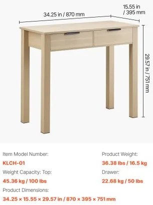 VEVOR Small Desk with Drawer Kids Desk for Bedroom Simple Study Table Light Wood