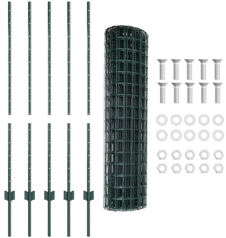 vidaXL Τεντώτο με στήριγμα Πράσινο 1,2 x 10 m Ατσάλι