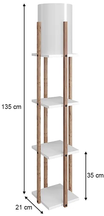 Φωτιστικό δαπέδου Nora Megapap MDF - υφασμάτινο χρώμα λευκό - φυσικό 21x21x135εκ.