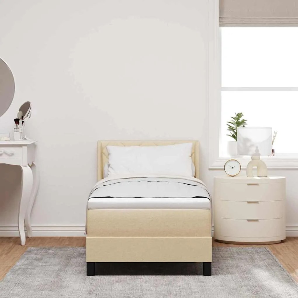 vidaXL Κρεβάτι box spring με στρώμα με στρώμα Κρεμ 80 x 200 cm