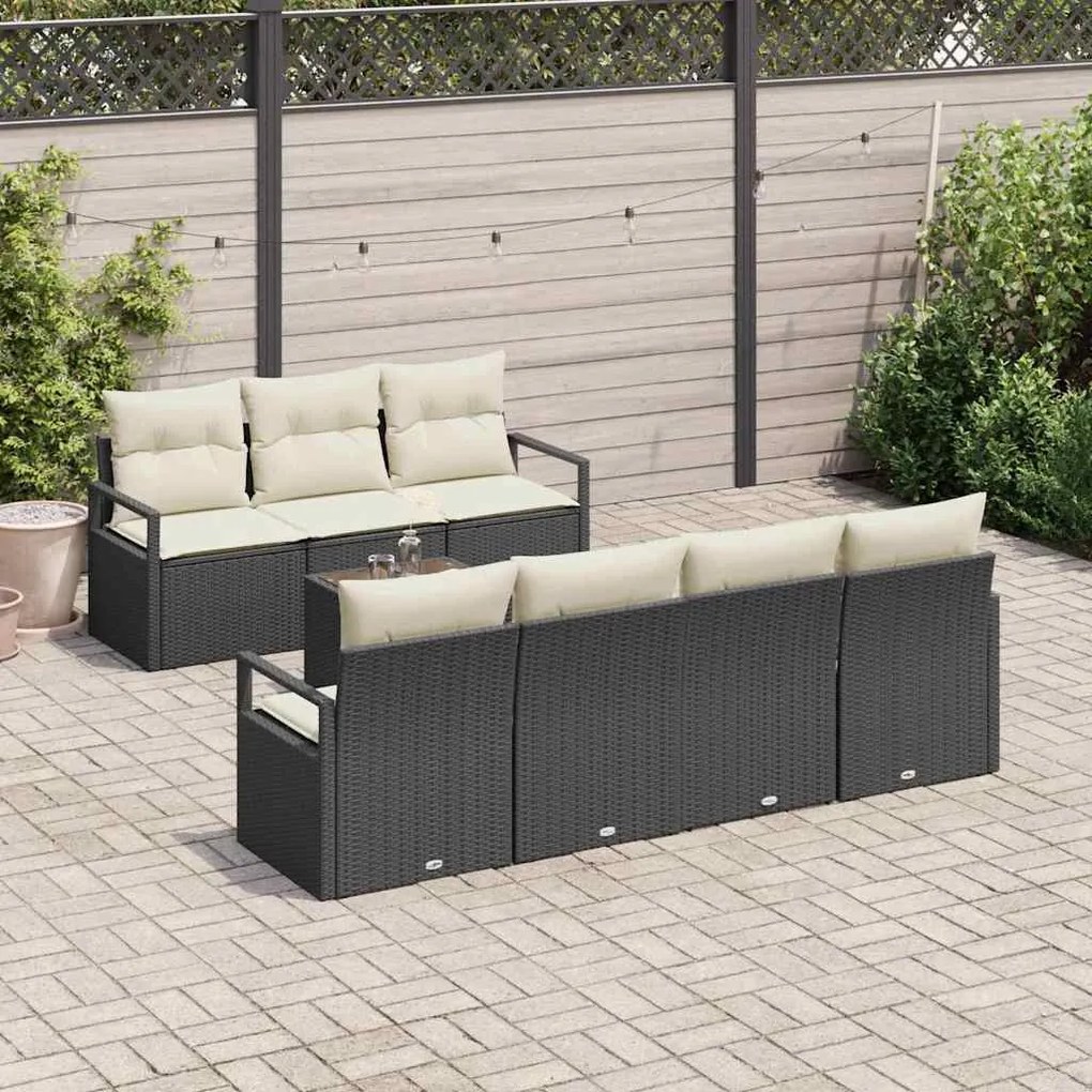 vidaXL Σετ Καναπέ Κήπου 8 pcs Μαύρο, Κρέμα 55 x 55 x 37 εκ
