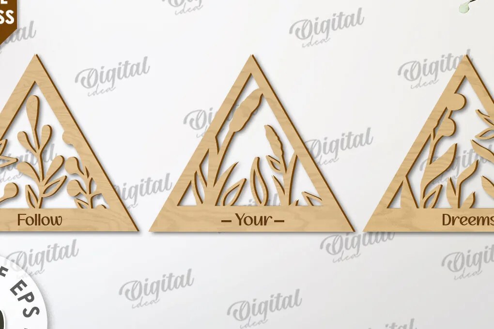 Σετ των 2 Intra απο ξύλο plywood 3mm-4mm πάχος 3D φυτά διακόσμηση τοίχου Σχεδιασμός κοπής με λέιζερ Δίασταση 30x20 cm INTRAFABR-111422004