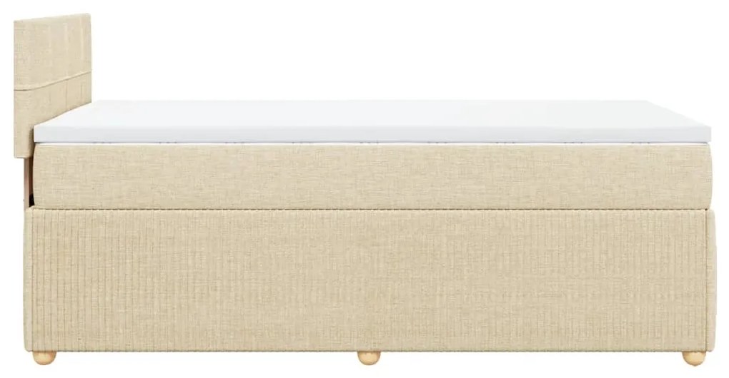 vidaXL Κρεβάτι Boxspring με Στρώμα Κρεμ 90x190 εκ.Υφασμάτινο