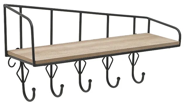 Inart Κρεμάστρα-Ράφι Μεταλλική-Ξύλινη 49x14x26cm Μαύρο-Φυσικό 3-70-812-0184