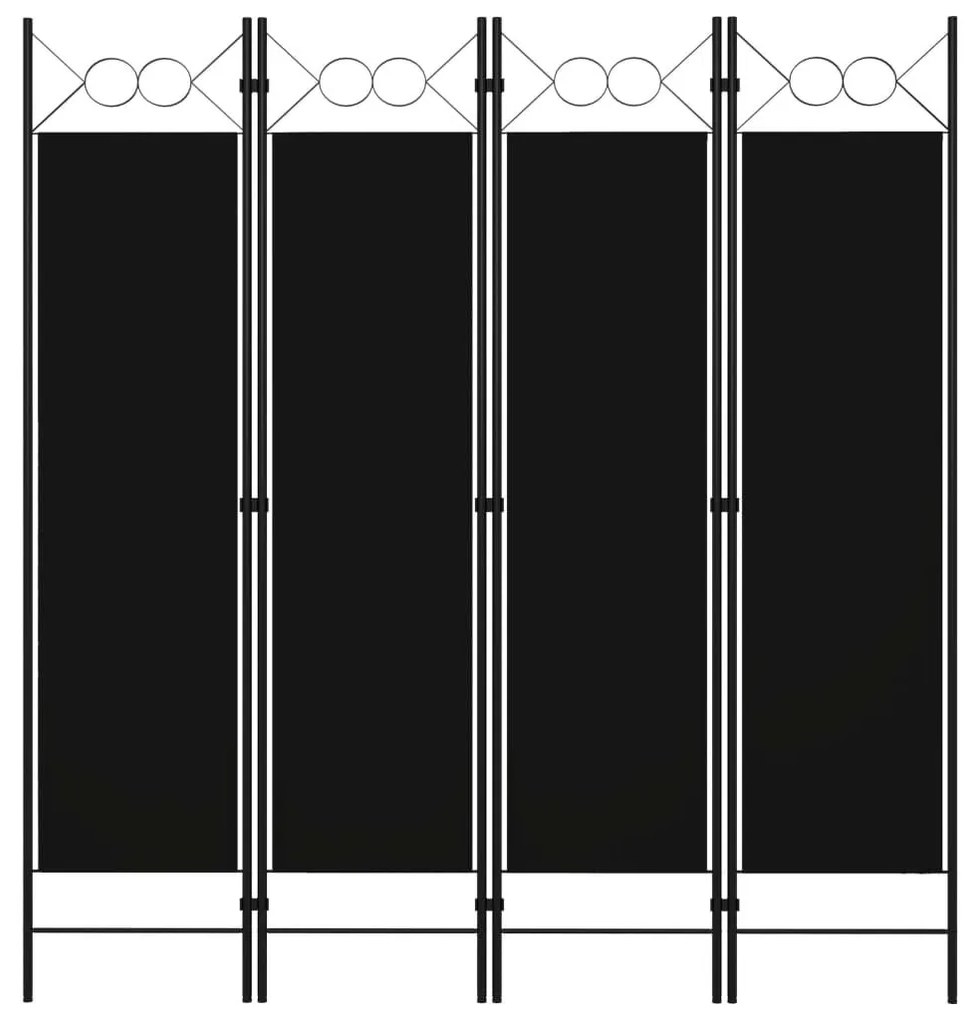 Διαχωριστικό Δωματίου με 4 Πάνελ Μαύρο 160 x 180 εκ. - Μαύρο