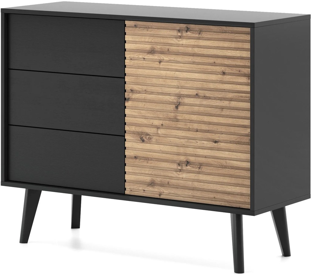 Lh-homefurniture Μπουφές Willow με συρτάρια ανθρακί + φυσικό Αρτιζάν 104x83x40cm P_WLL_21s