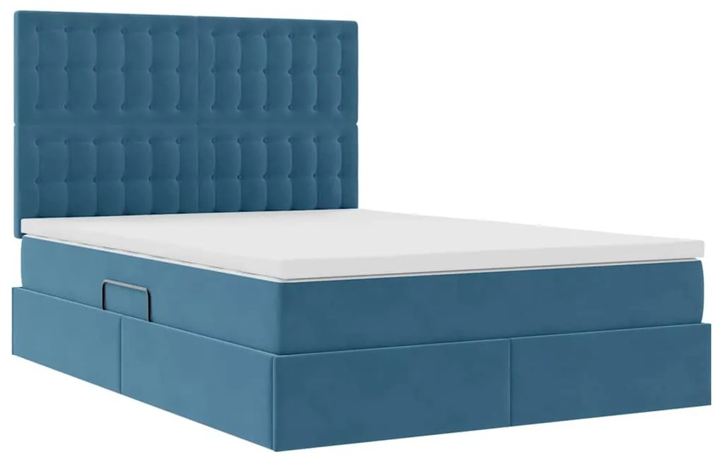 vidaXL Κρεβάτι με αποθηκευτικό χώρο και LED Σκούρο Μπλε 140 x 190 cm