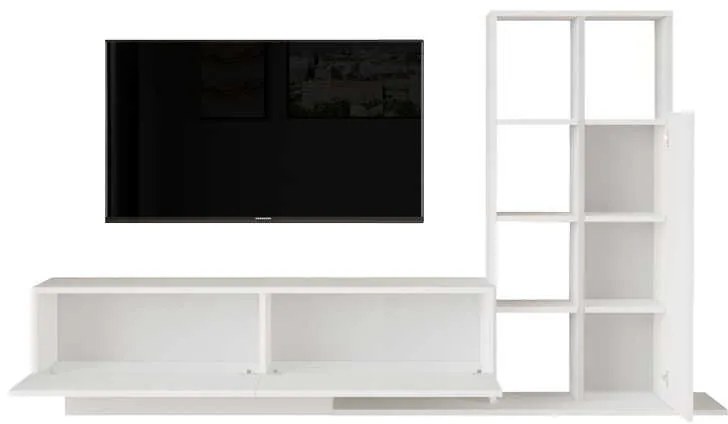 Σύνθετο σαλονιού Damon pakoworld σε λευκή απόχρωση 211.2x29.5x123.6εκ