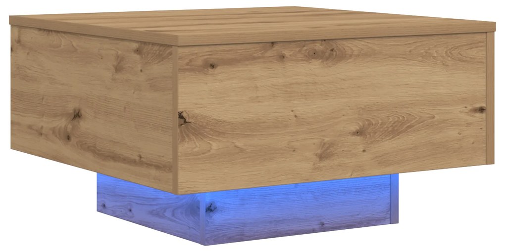 vidaXL Τραπέζι Καφέ με LED Φώτα Artisan Oak 55x55x31 εκ