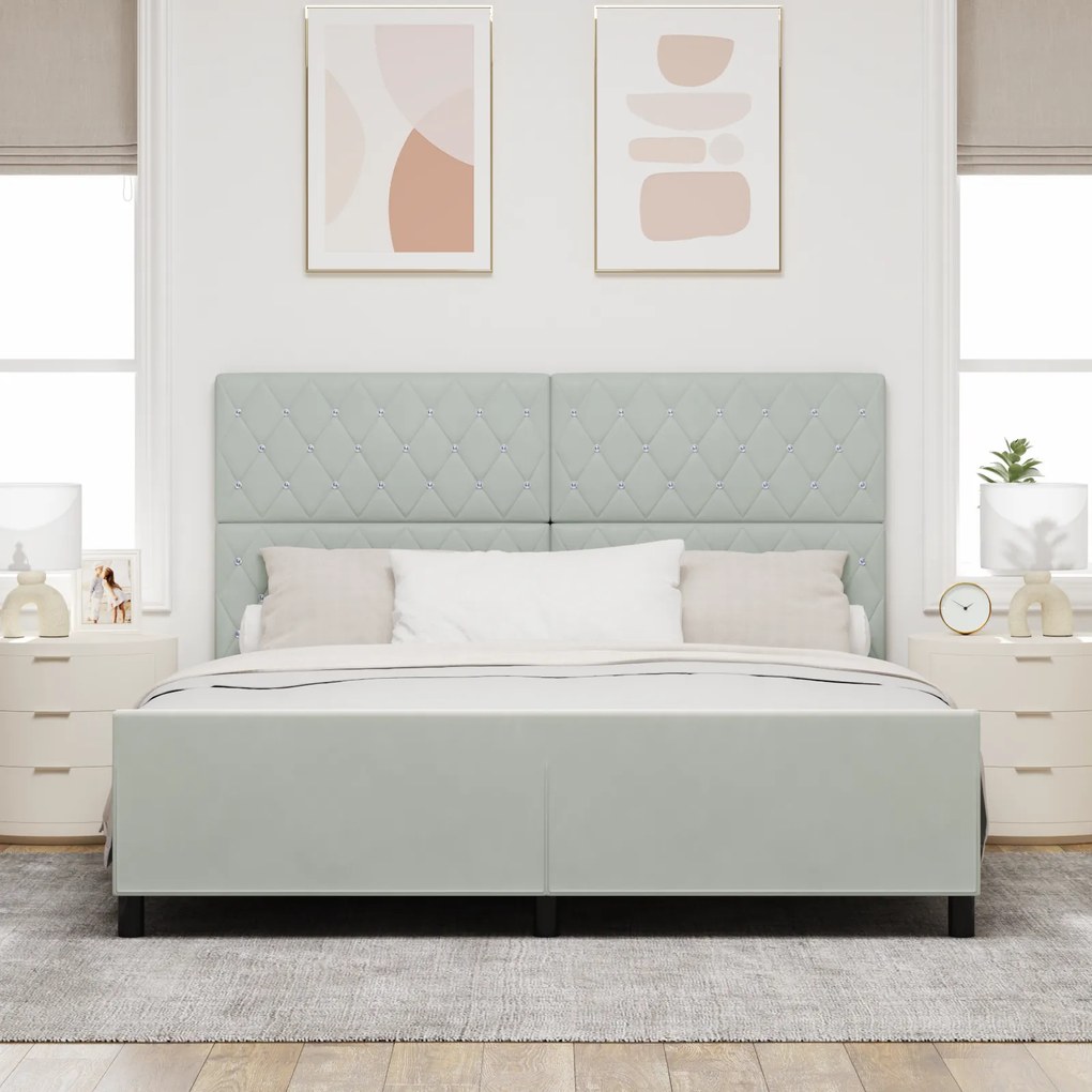 vidaXL Σκελετός Κρεβατιού Ανοιχτό γκρι 180 x 200 cm Βελούδο