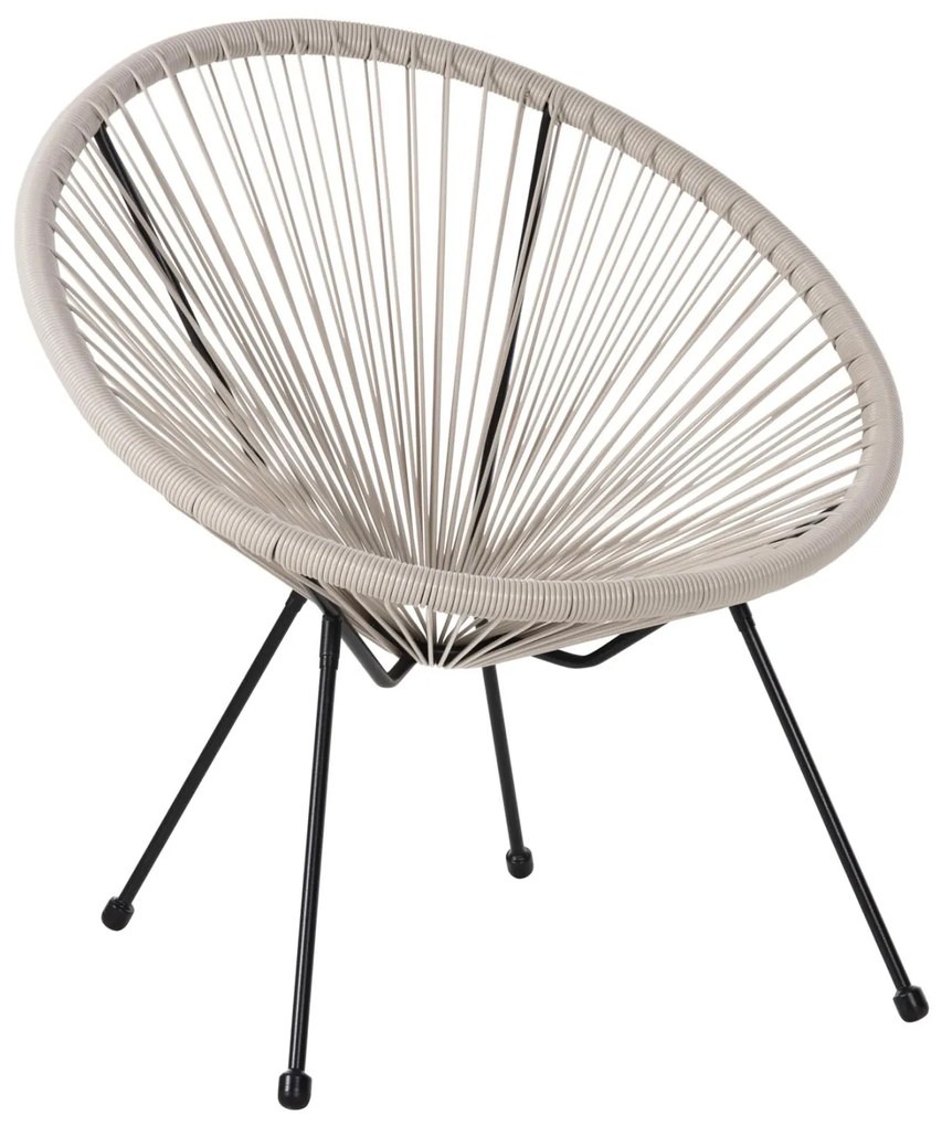 Καρέκλα - Πολυθρόνα ACAPULCO C5872.03 Μεταλλική Μαύρη - Εκρού με Συνθετικό RAttan Τύπου Φωλιά 71x72x80Υεκ. 71x72x80 εκ.
