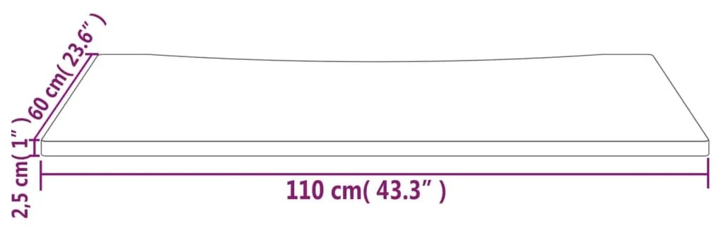 Επιφάνεια Γραφείου 110 x 60 x 2,5 εκ. από Μασίφ Ξύλο Πεύκου - Καφέ