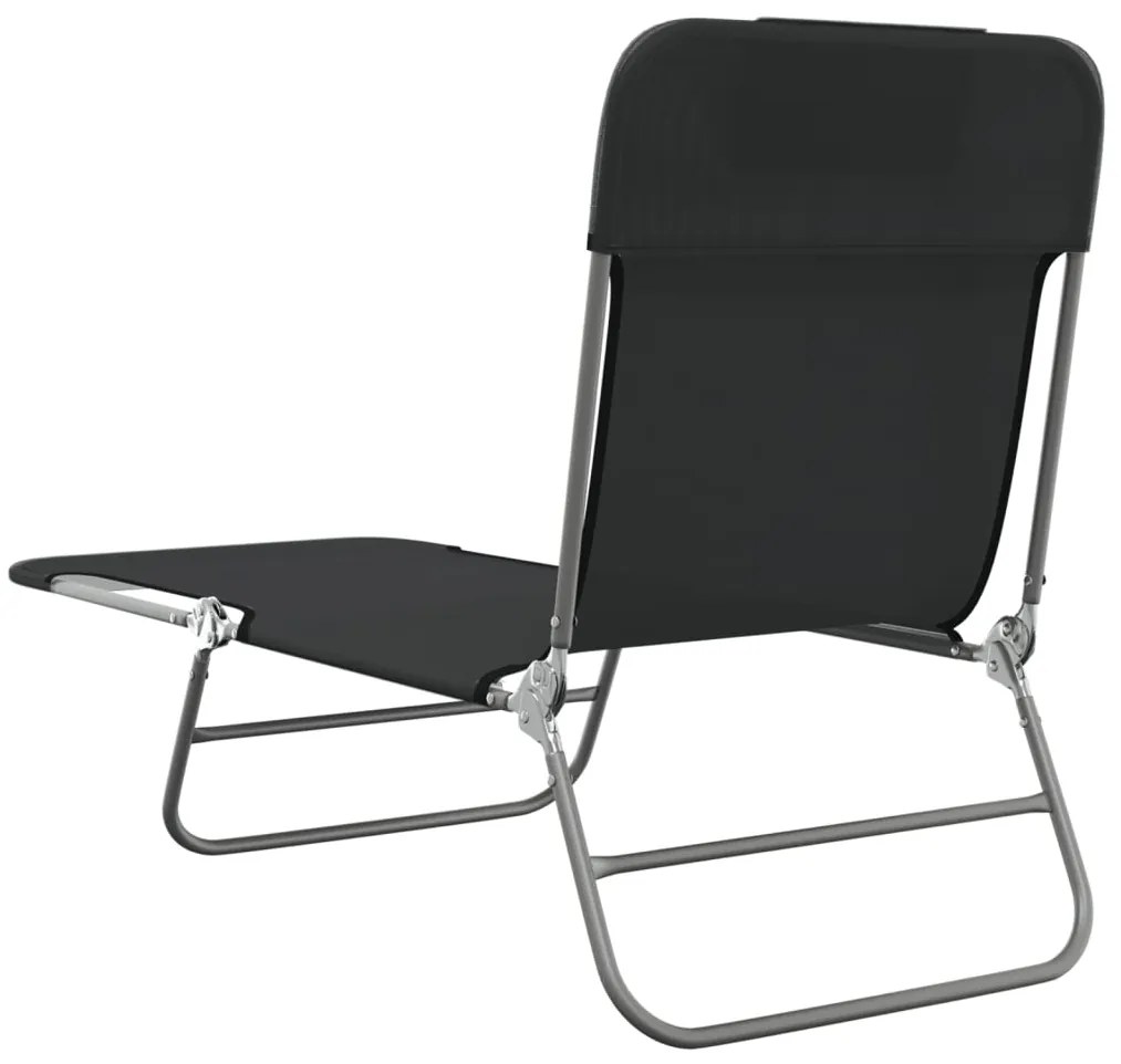 vidaXL Ξαπλώστρες Πτυσσόμενες 2 τεμ. Μαύρες από Textilene &amp; Ατσάλι