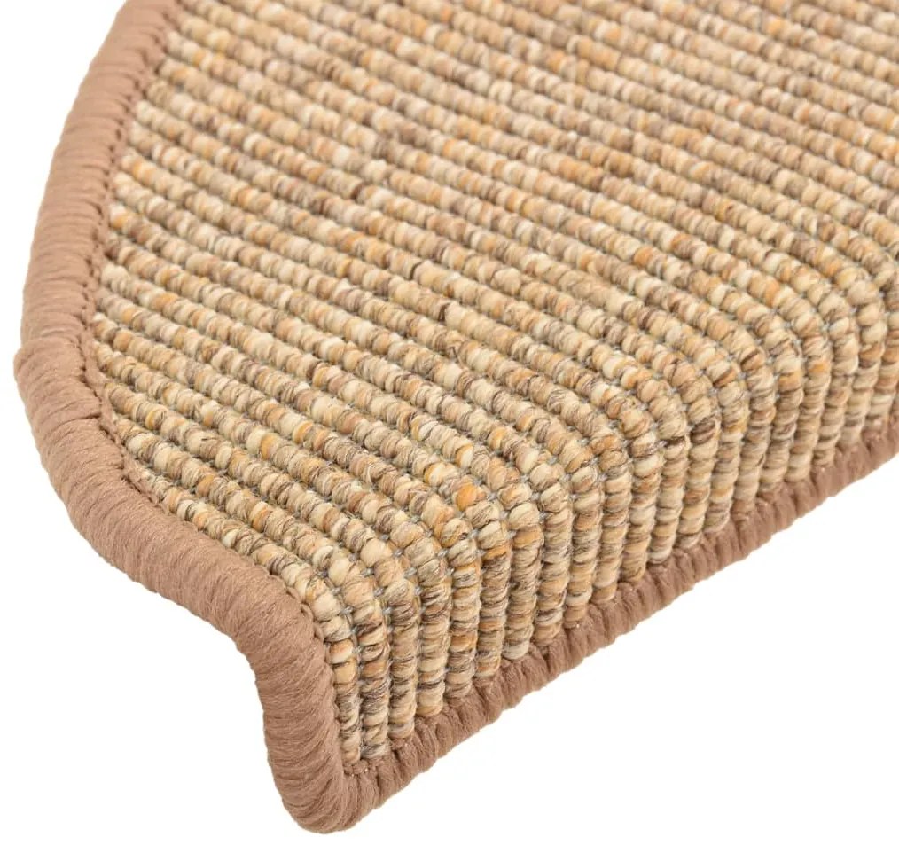 vidaXL Πατάκια Σκαλιών 15 τεμ. Ανοιχτό Καφέ Ημίστρογγυλά Μεγάλα 65x21x4 εκ.