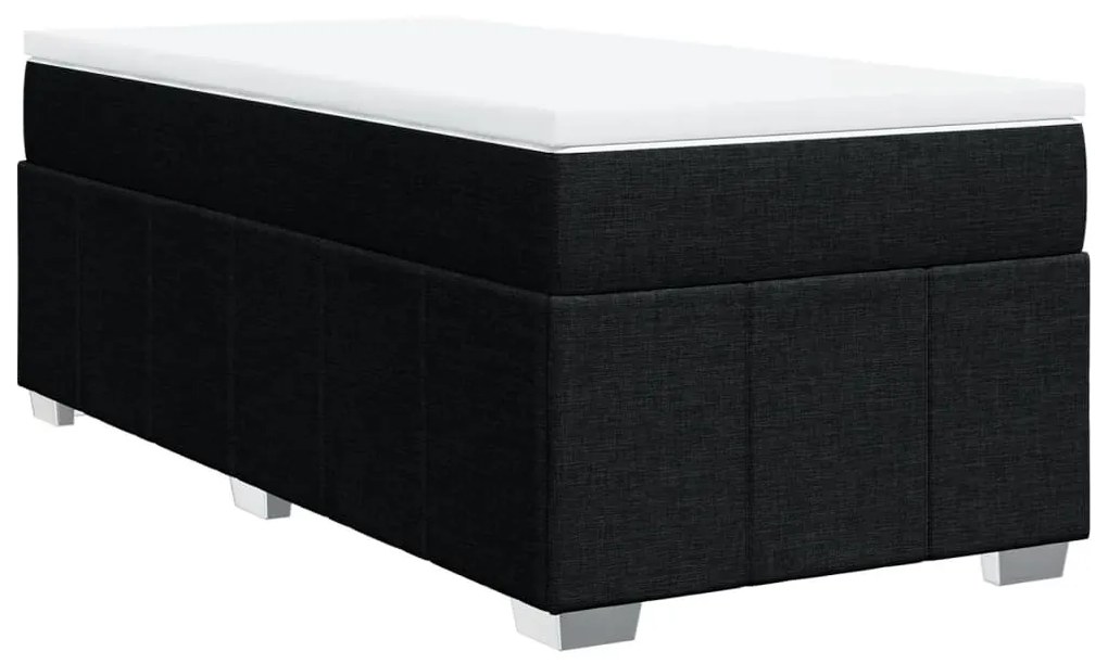 vidaXL Κρεβάτι Boxspring με Στρώμα Μαύρο 90x200 εκ. Υφασμάτινο