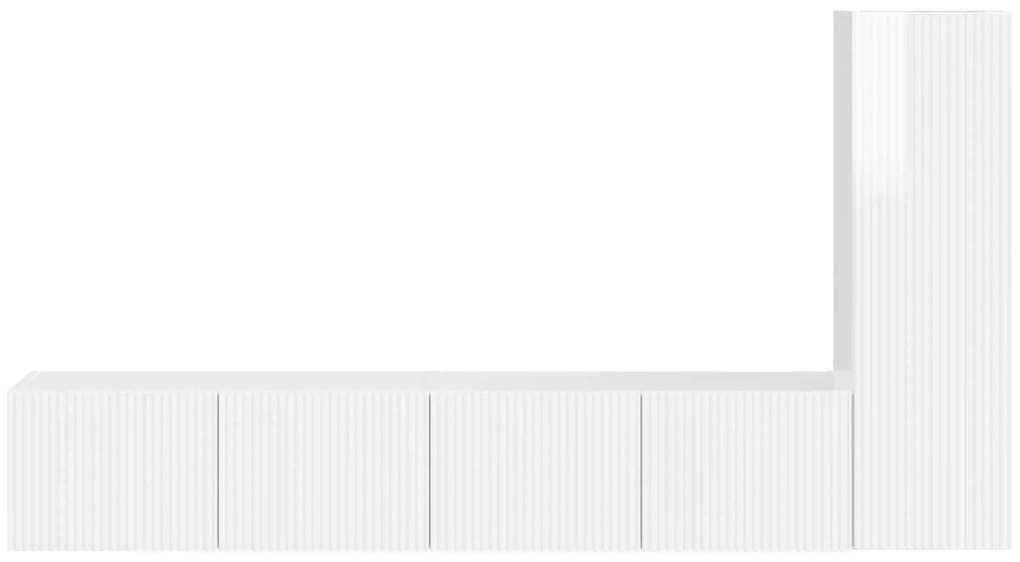 vidaXL Σετ επίπλου τηλεόρασης Επιτοίχιο 2 pcs Υψηλής γυαλάδας λευκό