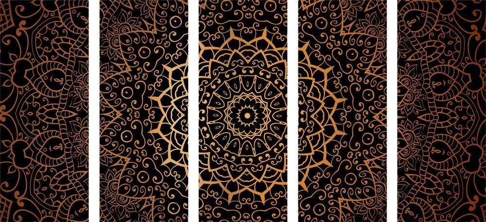 Εικόνα 5 μερών vintage Mandala σε ινδικό στυλ - 200x100