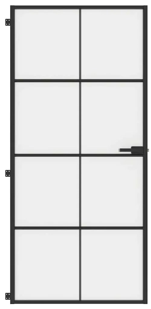 vidaXL Εσωτερική Πόρτα Μαύρη 93 x 201,5 εκ. Ψημένο Γυαλί & Αλουμίνιο