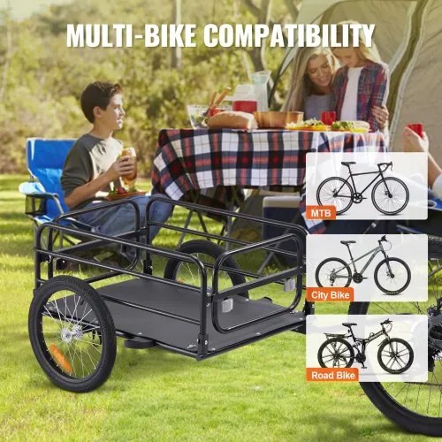 VEVOR Bike Cargo Trailer, 160 lbs Load Capacity, Heavy-Duty Bicycle Wagon Cart, Foldable Compact Storage &amp; Quick Release with Universal Hitch, 16&quot; Wheels, Safe Reflectors, Fits 22&quot;-28&quot; Bike Wheels