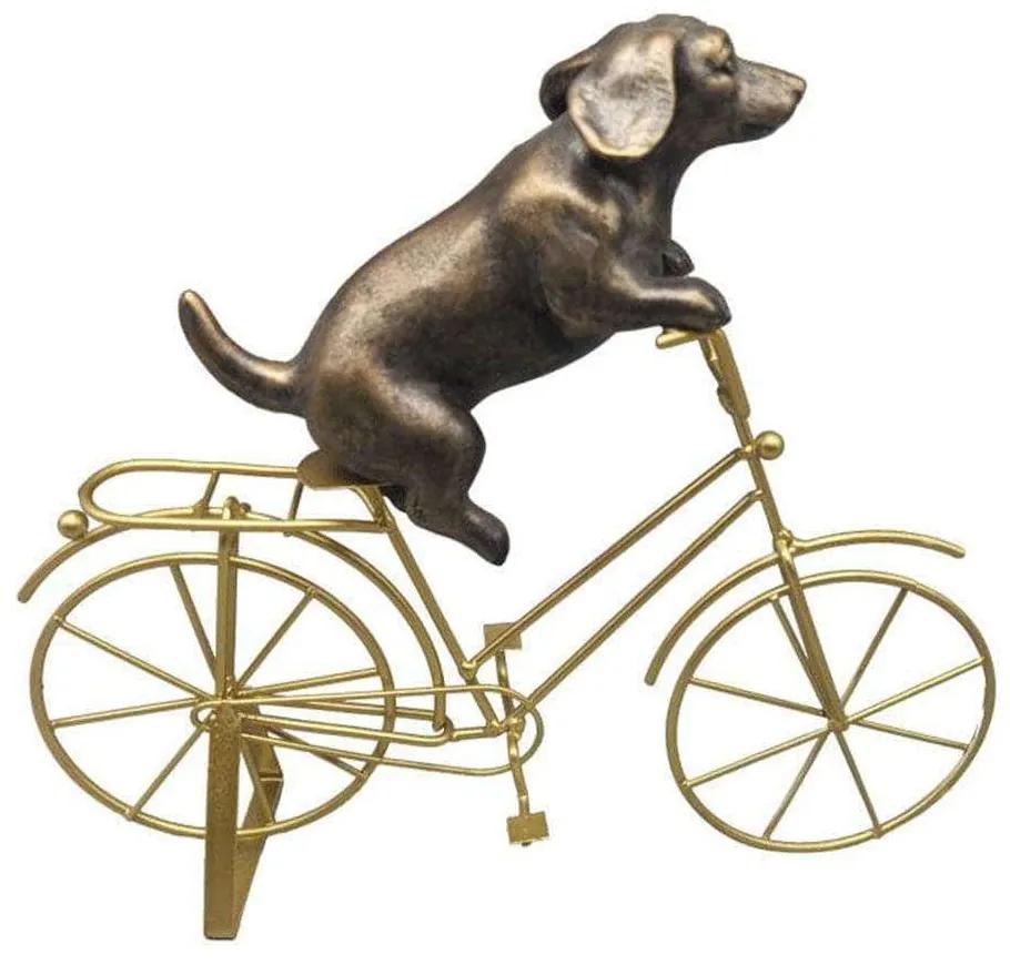 Διακοσμητική Φιγούρα Σκύλος Σε Ποδήλατο FIG203 26,5x6x22,8cm Gold Espiel Πολυρεσίνη