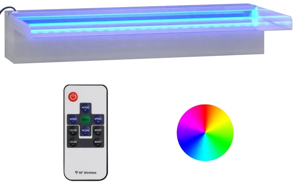 vidaXL Σιντριβάνι Καταρράκτης Πισίνας με RGB LED 45 εκ Ανοξειδ. Ατσάλι