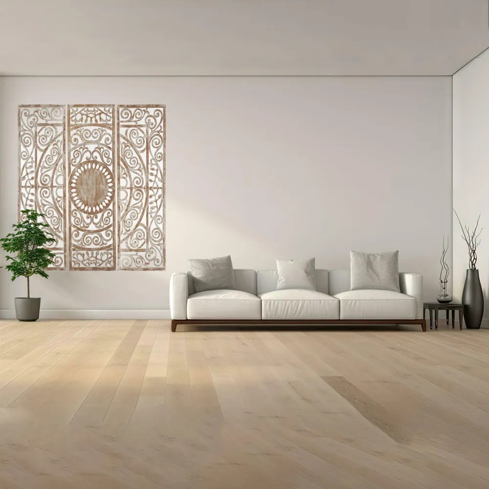 Artekko Mirroki Ξύλινο Τριπλό Διακοσμητικό Πάνελ Τοίχου με Λευκή Πατίνα (160x53x4)cm 3pcs - 667-4009 - 667-4009